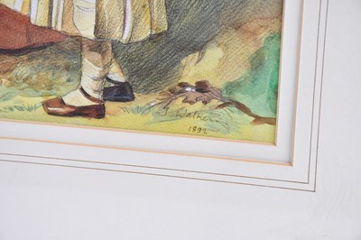 Lot 1690 - J HANSON WALKER; watercolour, three children,...