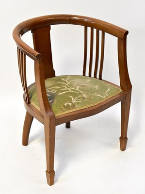 Lot 33 - An Edwardian mahogany bow armchair with...