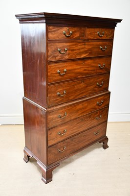 Lot 70 - A George III mahogany chest on chest, the...