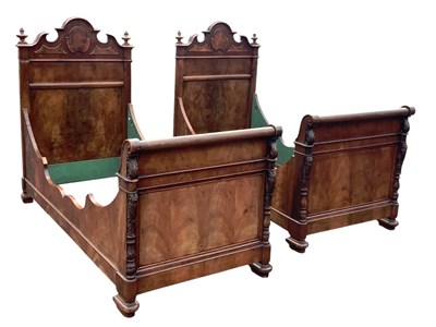 Lot 124 - Two late 19th century French walnut sleigh...