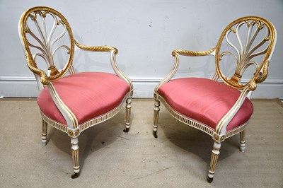 Lot 8 - A pair of French style gilt and cream...