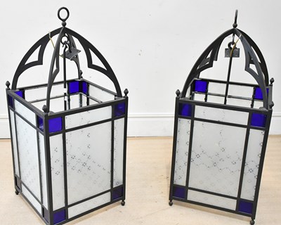 Lot 366 - A pair of black cast metal Gothic style...